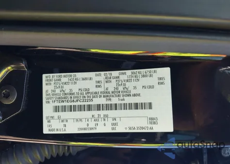 2018 Ford F-150 Limited из США, поврежденный, VIN 1FTEW1EG8JFC22235